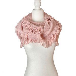 INC Raschel Knit Loop Scarf With Fringe Blush